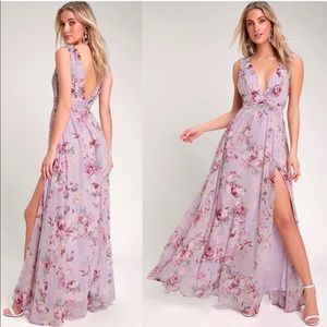 Lulus Garden Meandering Lavender Maxi Dress.